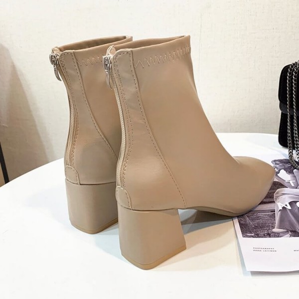 Size:4.5-8.5 Women Leisure Zipper Design Square Toe Short Boots