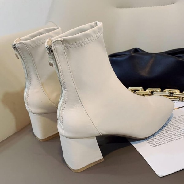 Size:4.5-8.5 Women Leisure Zipper Design Square Toe Short Boots