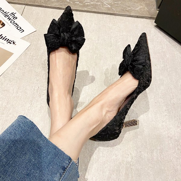 Women Elegant Pointed Toe Metal Stiletto Heels Wedding Party High Heels