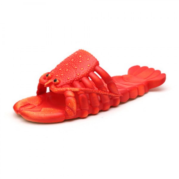 Couple Funny Casual Lobster Shape Hollow Design Flat Slippers