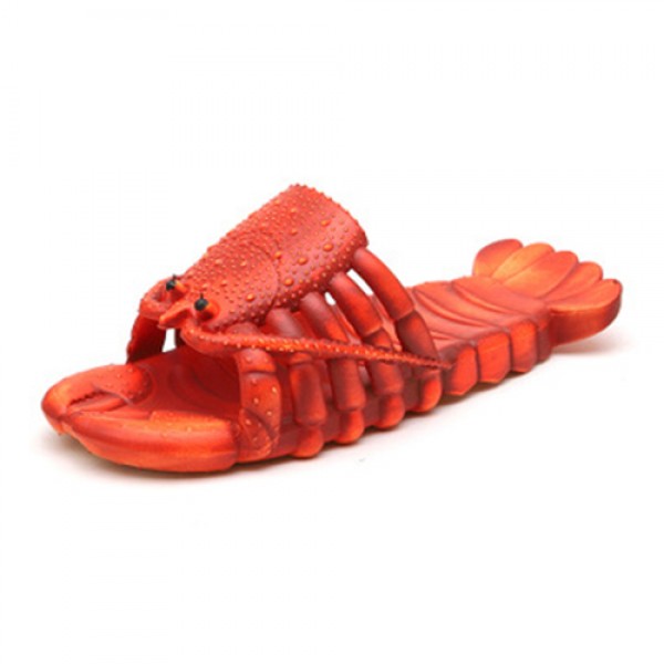 Couple Funny Casual Lobster Shape Hollow Design Flat Slippers