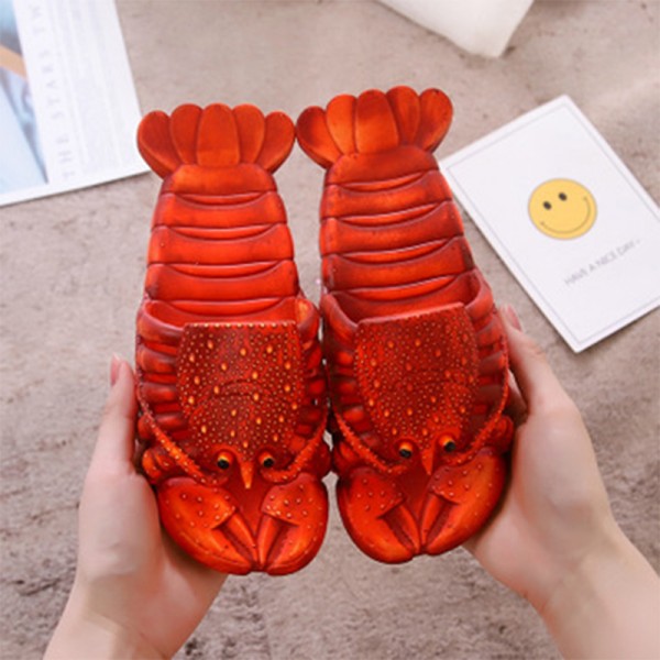 Couple Funny Casual Lobster Shape Hollow Design Flat Slippers