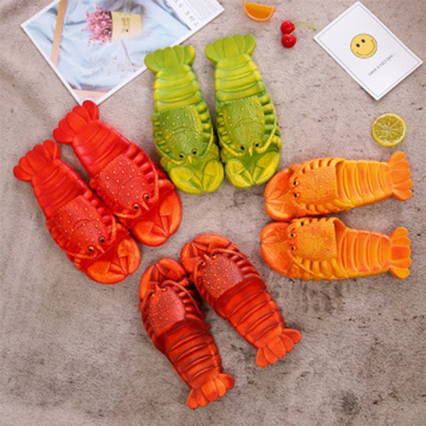 Couple Funny Casual Lobster Shape Hollow Design Flat Slippers