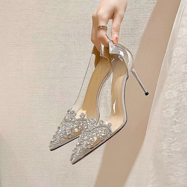 Women Elegant Sexy Rhinestone Decorated Pointed Toe Stiletto Wedding Shoes