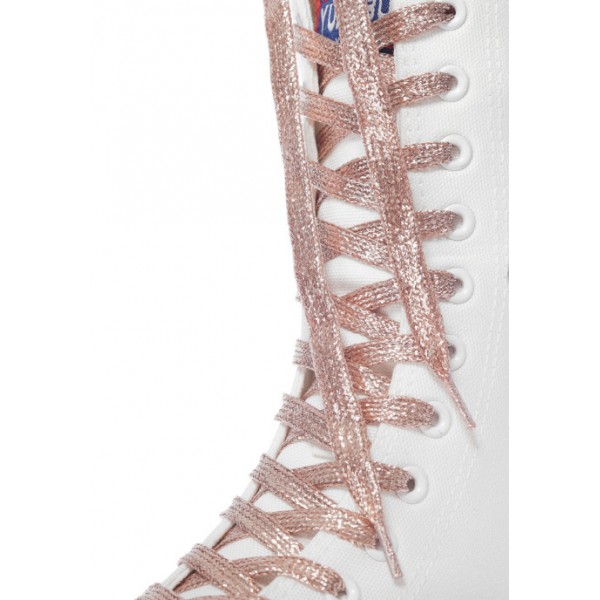 Casual Front Lace-Up Side Zip Fringed Canvas Short Boots