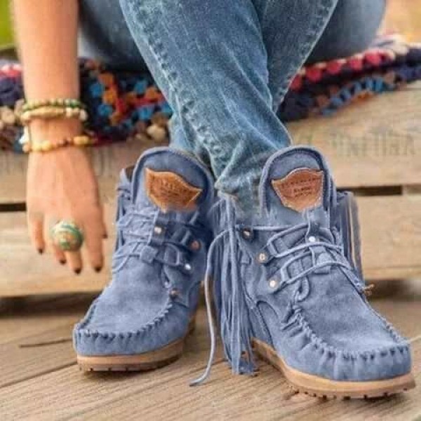 Vintage Fringed Plus Size Short Boots