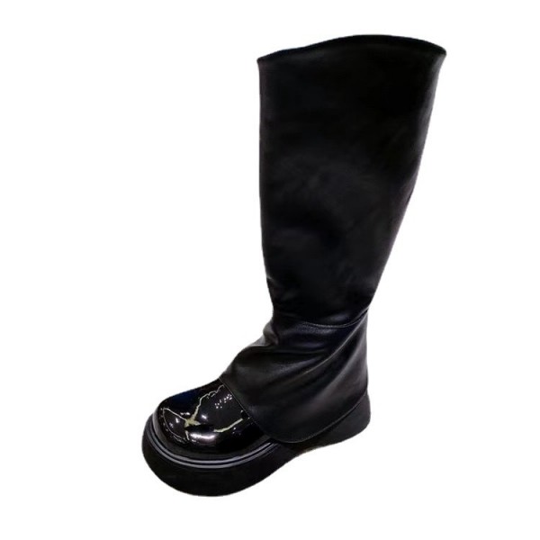 Women Fashion Long Boots Round Head Thick Bottom High Boots