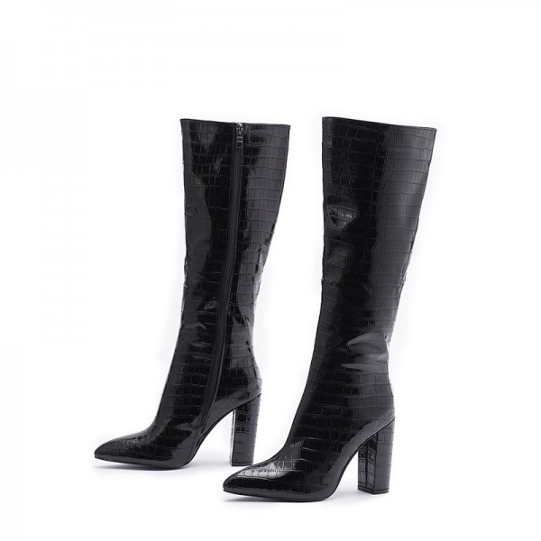 Plus Size Women Fashion Pointed Toe High Heel Side Zipper High Boots