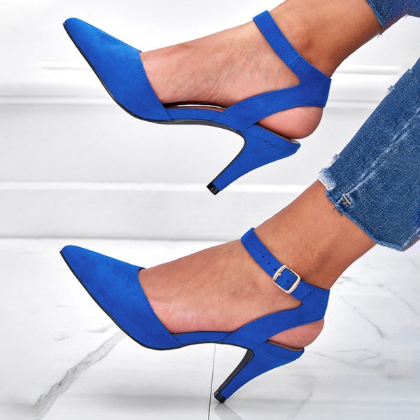 Summer Women Fashion Plus Size Sexy Pointed Toe Square Buckle Shoes High Heeled Sandals Work Shoes