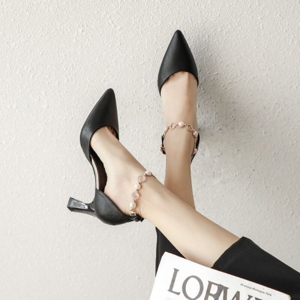 Women Fashion Sexy Pointed Toe Chunky Heel Sandals Pumps