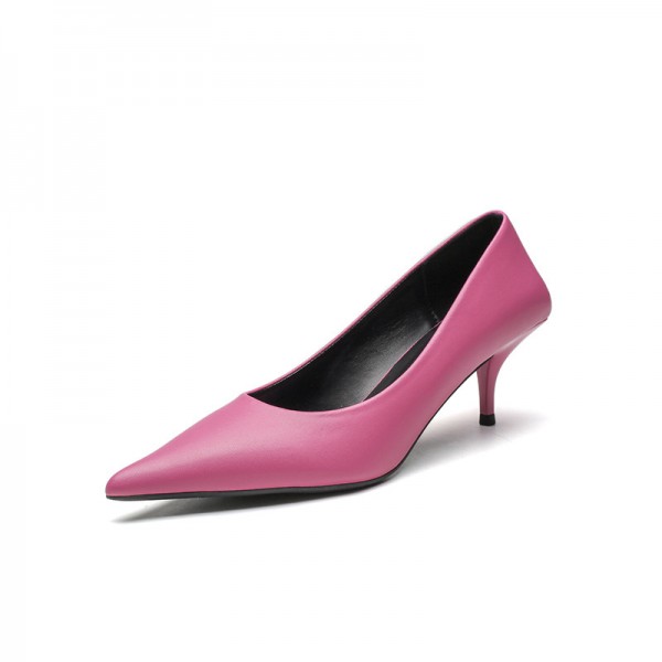 Women Fashion Solid Color Pointed Toe PU Stiletto Heel Pumps