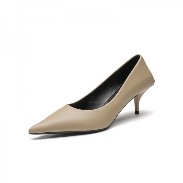 Women Fashion Solid Color Pointed Toe PU Stiletto Heel Pumps