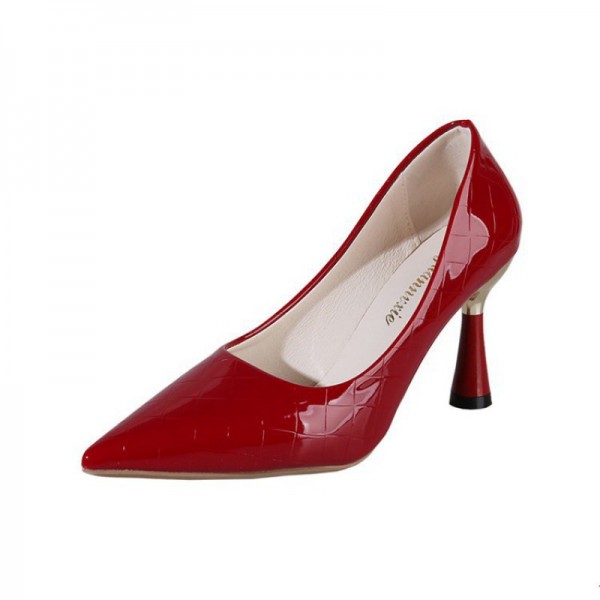 Women Fashion Plus Size Point-Toe Patent Leather Pumps