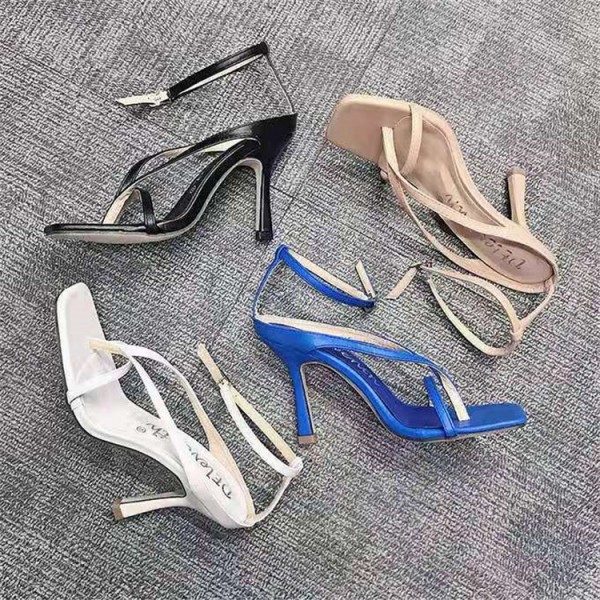 Women Fashion Plus Size Solid Color Square Toe Heeled Sandals