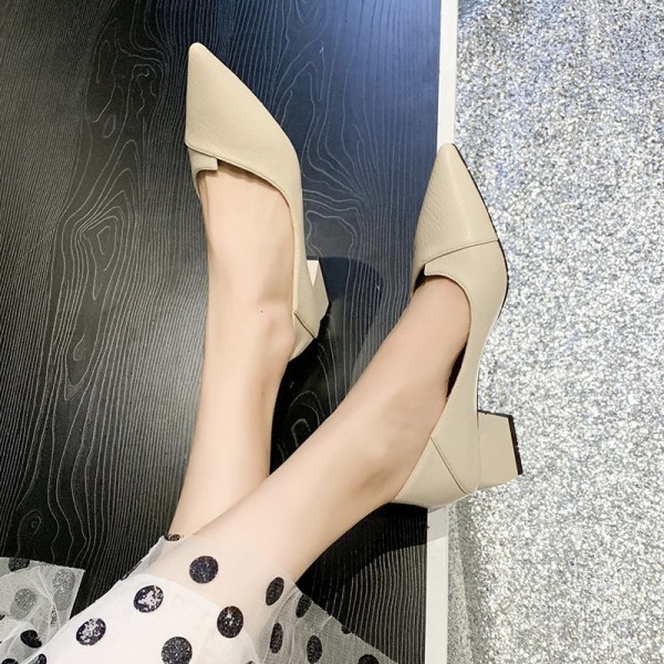 Women Fashion Solid Color Pointed Toe PU Pumps