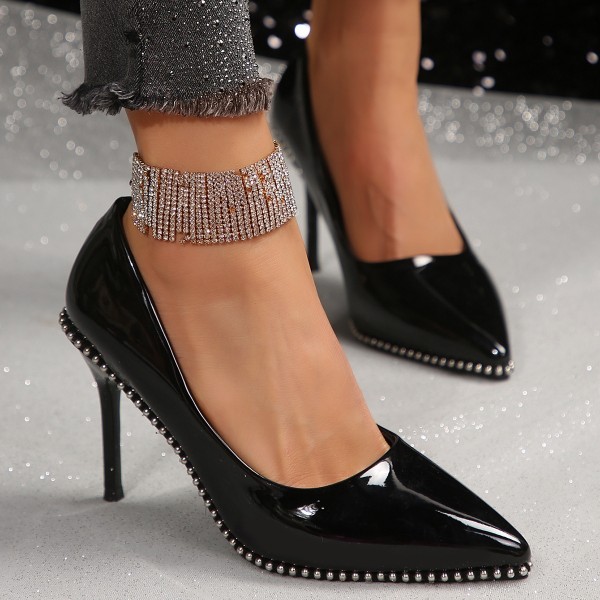 Women Fashion Plus Size Studded Pointed Toe Pumps