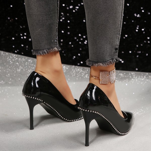 Women Fashion Plus Size Studded Pointed Toe Pumps