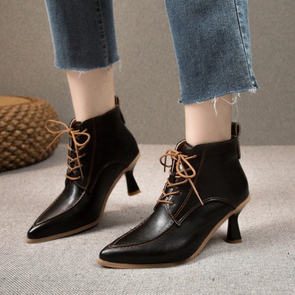 Women Fashion Simple Solid Color Pointing Toe Short Boots