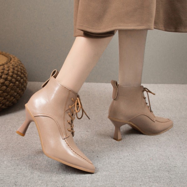 Women Fashion Simple Solid Color Pointing Toe Short Boots