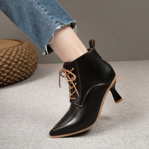 Women Fashion Simple Solid Color Pointing Toe Short Boots