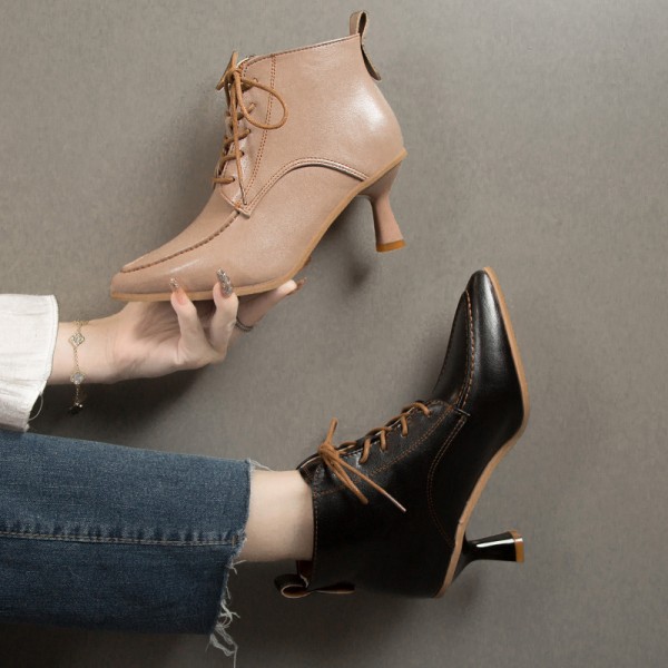 Women Fashion Simple Solid Color Pointing Toe Short Boots