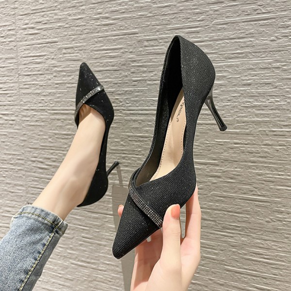 Summer Women Fashion Sexy Pointed Toe Rhinestone Shallow Mouth Pumps