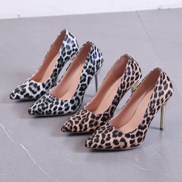 Women Plus Size Sexy Leopard Print Point-Toe Pumps