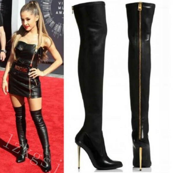 Size:4.5-11 Women Fashionable Large Size Metal Back Zipper Design Over The Knee Boots