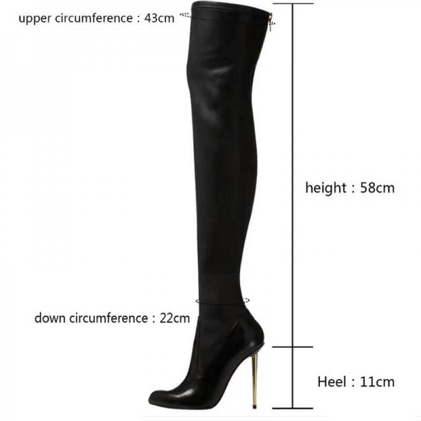 Size:4.5-11 Women Fashionable Large Size Metal Back Zipper Design Over The Knee Boots